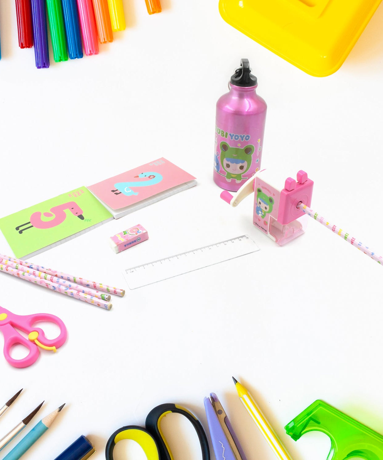 12-Piece Stationery Set: Pencil Box, Pencils, Erasers & More