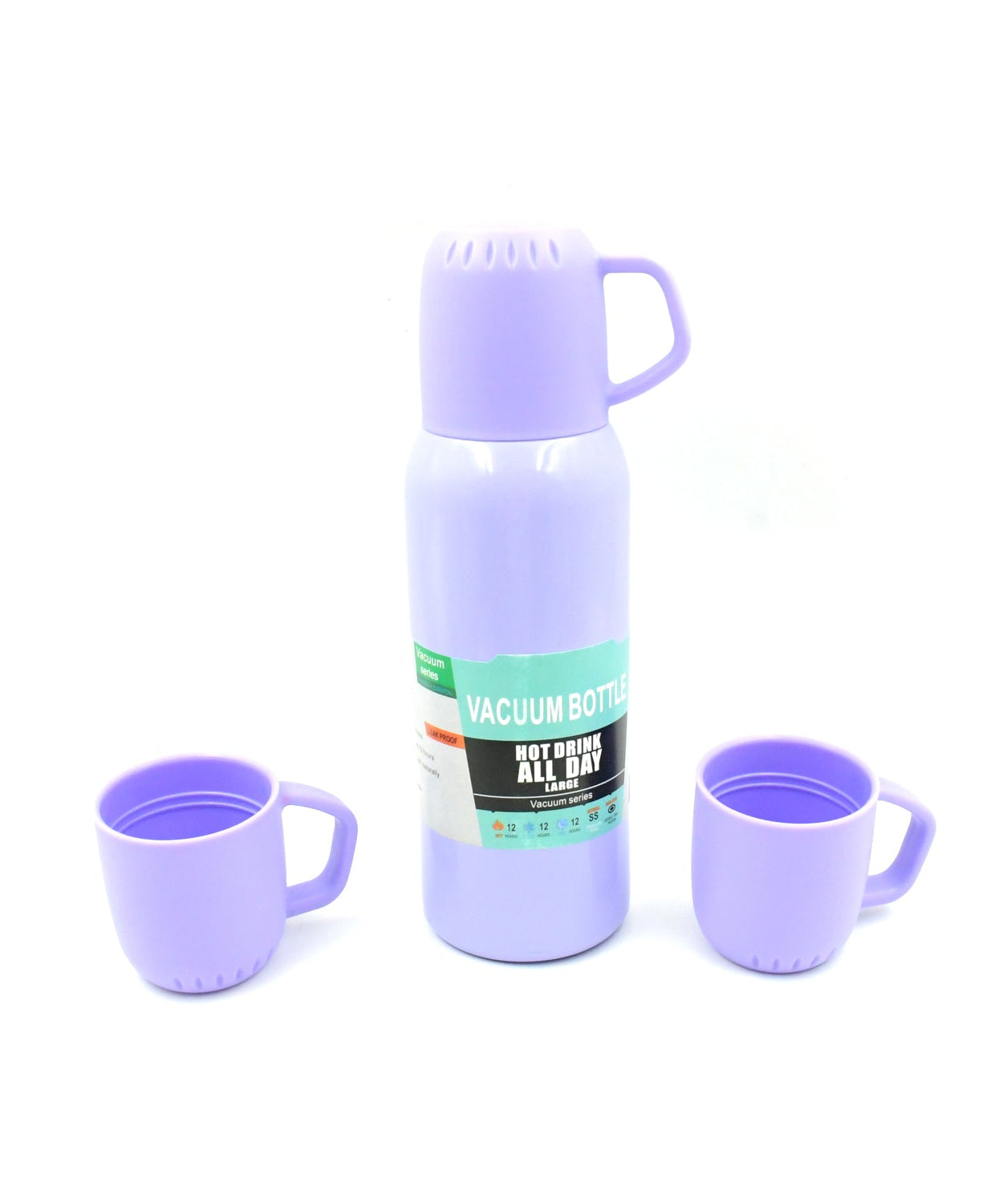 Thermos set with stainless steel bottle and 3 cups