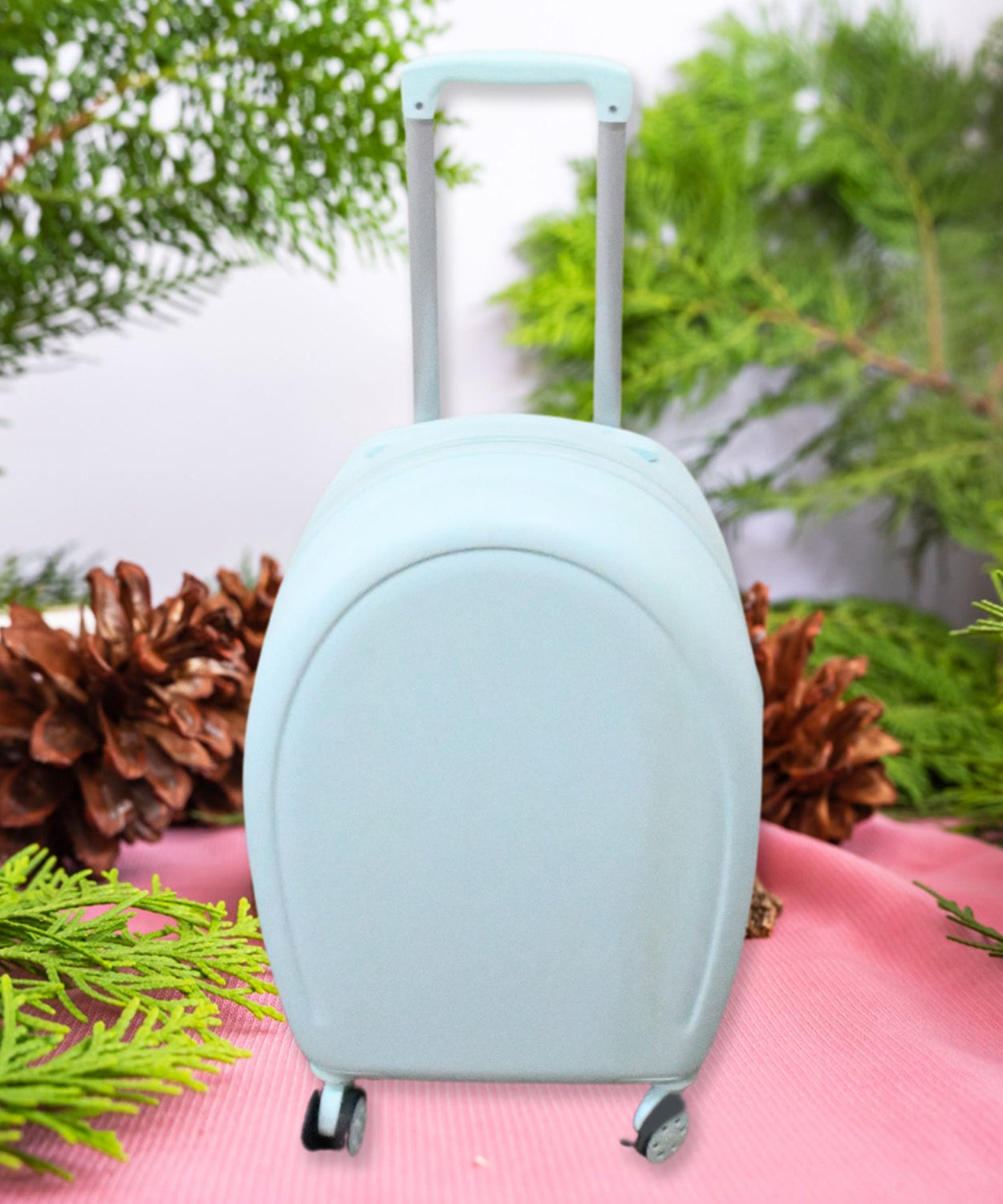 17849 Suitcase For Kids, Girls Green Small Cabin Hard Cover Holiday Carry On Trolley with Extendable Handle, Children's Luggage, Trolley Rolling Luggage for Toddlers Men Woman (Mix Color)