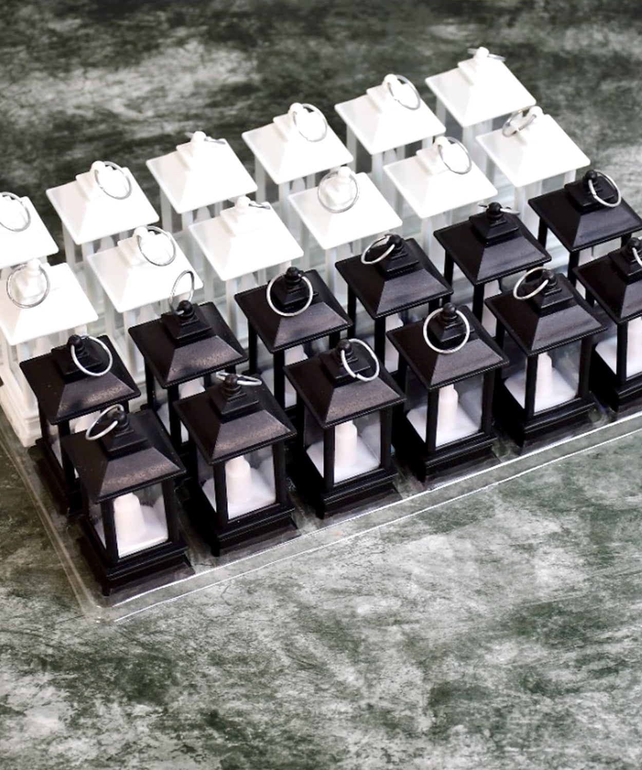 Classic lantern with flameless candle light.