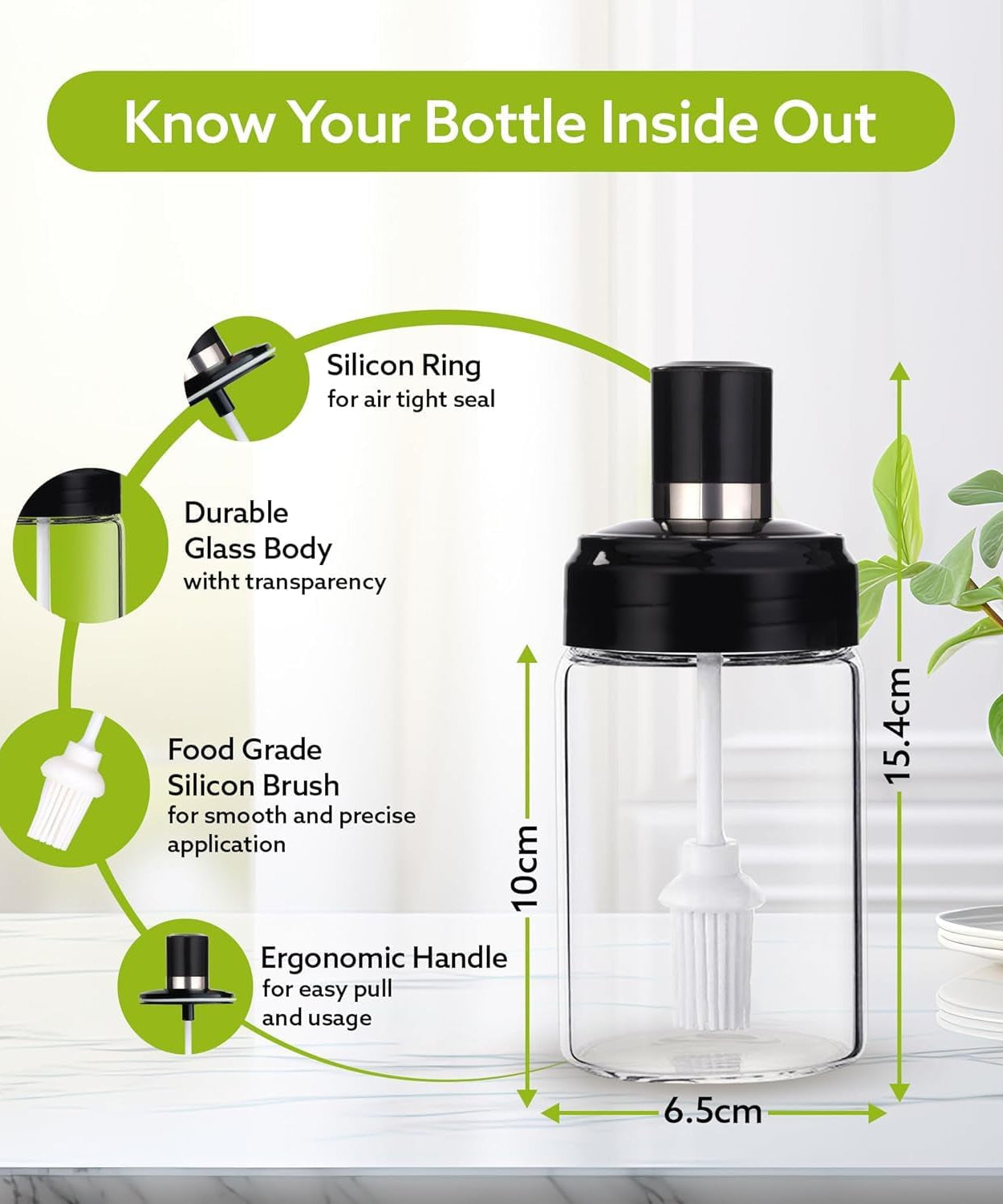 Silicone Grip Oil Dispenser with Brush