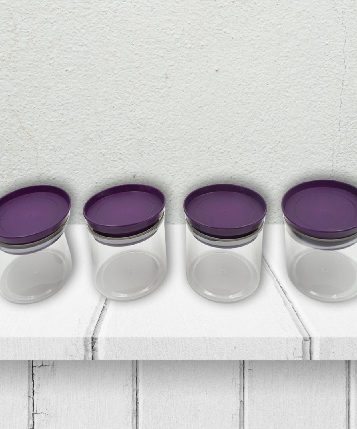 Airtight Plastic 4 Pc Storage Container Set, With Tray Dry Fruit Plastic Storage Container Tray Set With Lid & Serving Tray For Kitchen