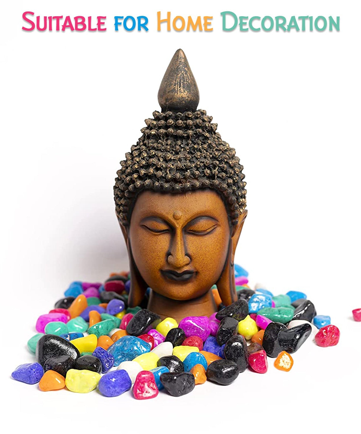 Decorative multicolor pebbles for indoor and outdoor use