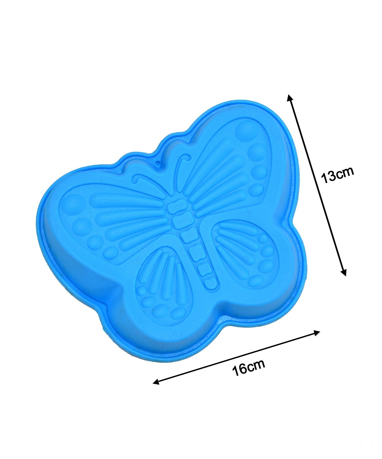Silicone baking cups, butterfly shape, pack of 4, suitable for oven and microwave use.