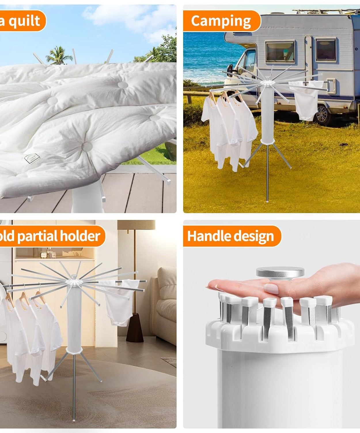 Multi-Arm Foldable Rotating Clothes Dryer