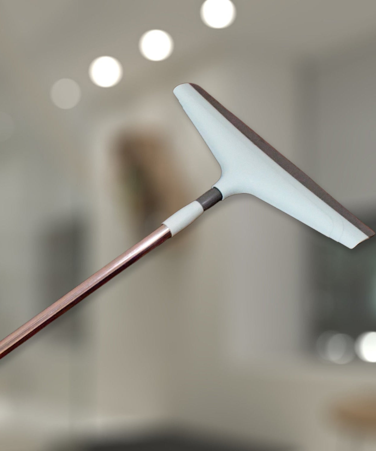 Telescopic bathroom wiper by Ganesh, 12 inch (30 cm), multiple views.