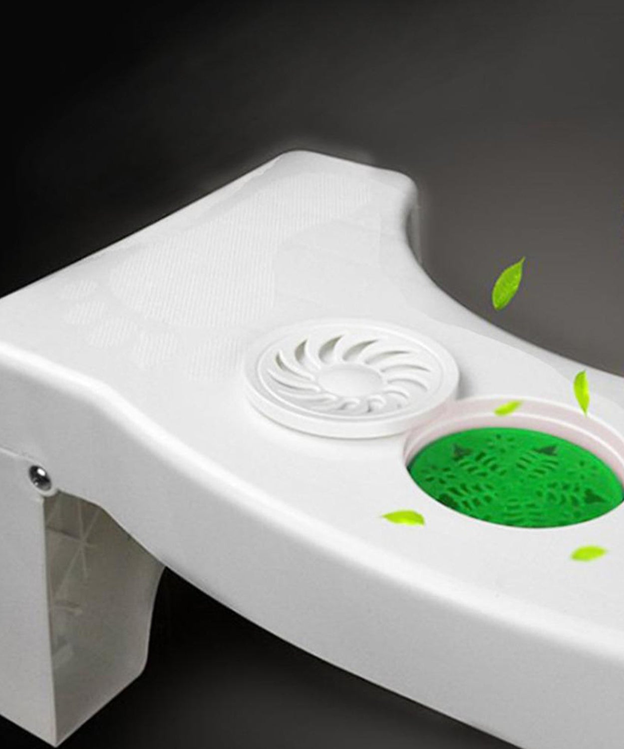 Non-slip white squat stool, ideal for comfortable toilet use.