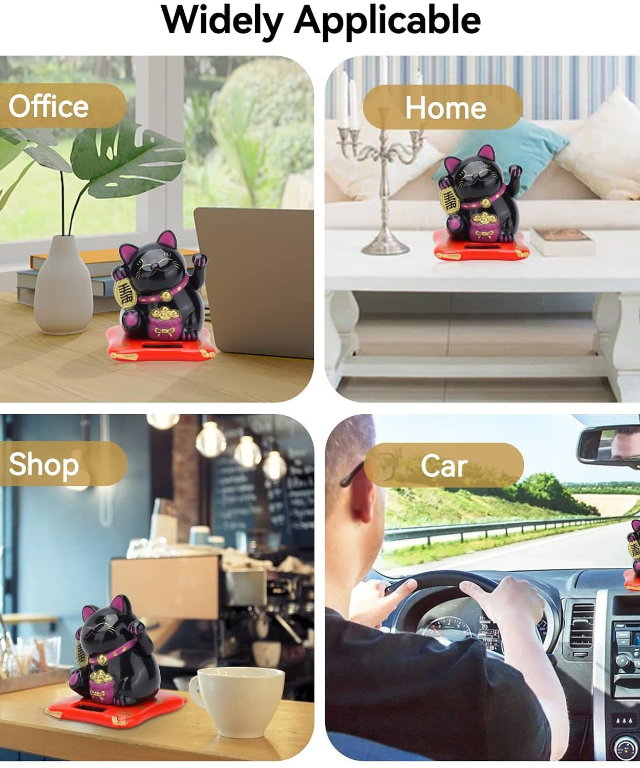 Solar Powered Happy Cat Beautiful with Arm Waves Wealth Cat (1 Pc / Mix Color)