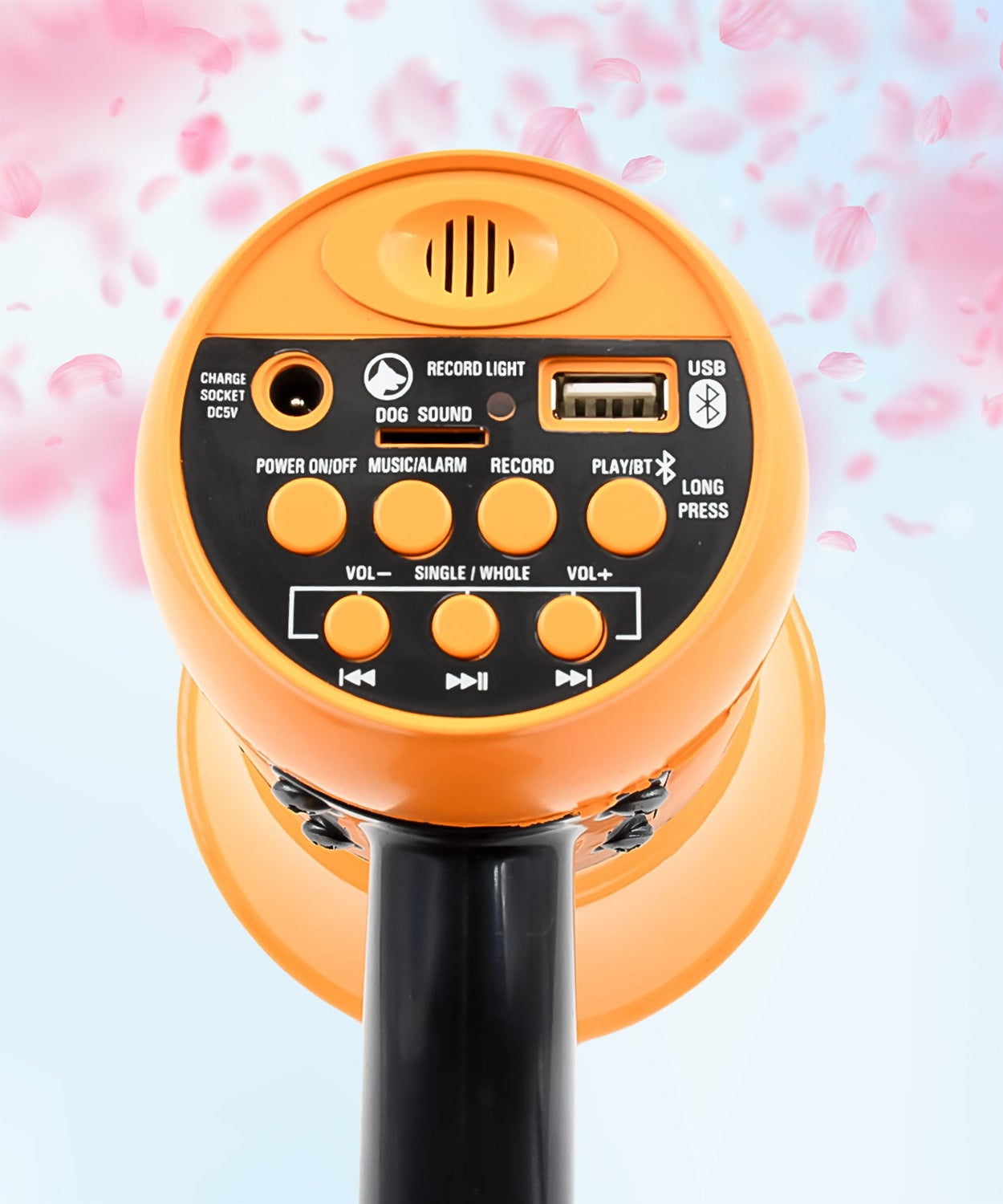 Handheld megaphone, with siren function, close-up