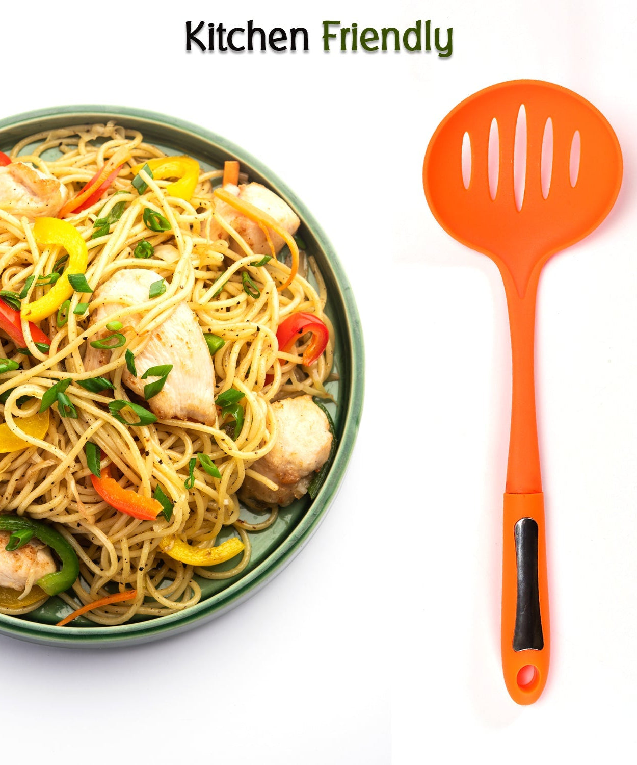 Nylon cooking shovel with colander feature