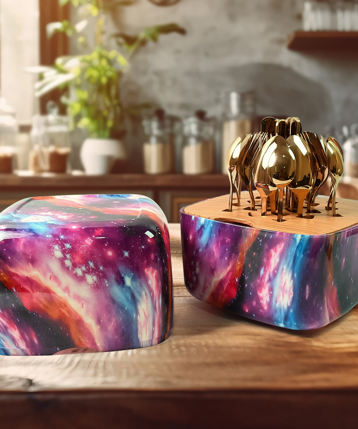 Unique Golden Egg Storage Modern Tableware Steak Knives Fork Flatware Set Royal Spoon Set Tableware Gold Cutlery Set Dishwasher Safe Mirror Finished With Gift Box for Halloween 24Pcs Set)