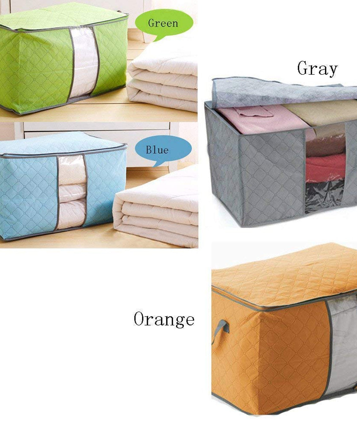 Premium Quilted Foldable Storage Bag with Transparent Window