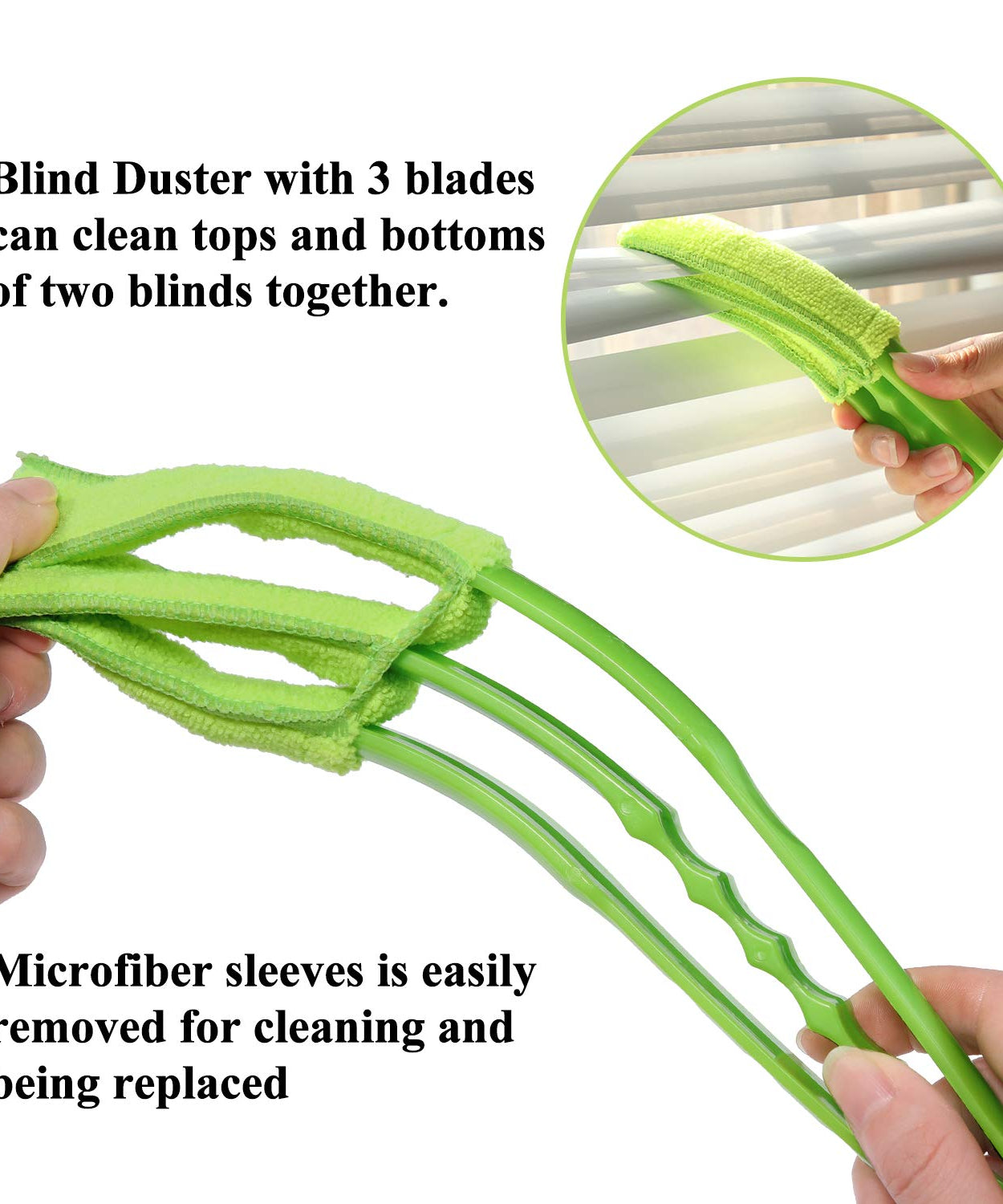 Window Blind Cleaner Brush with Microfiber Sleeves – Dusting Tool for Shutters & AC (1 Pc)