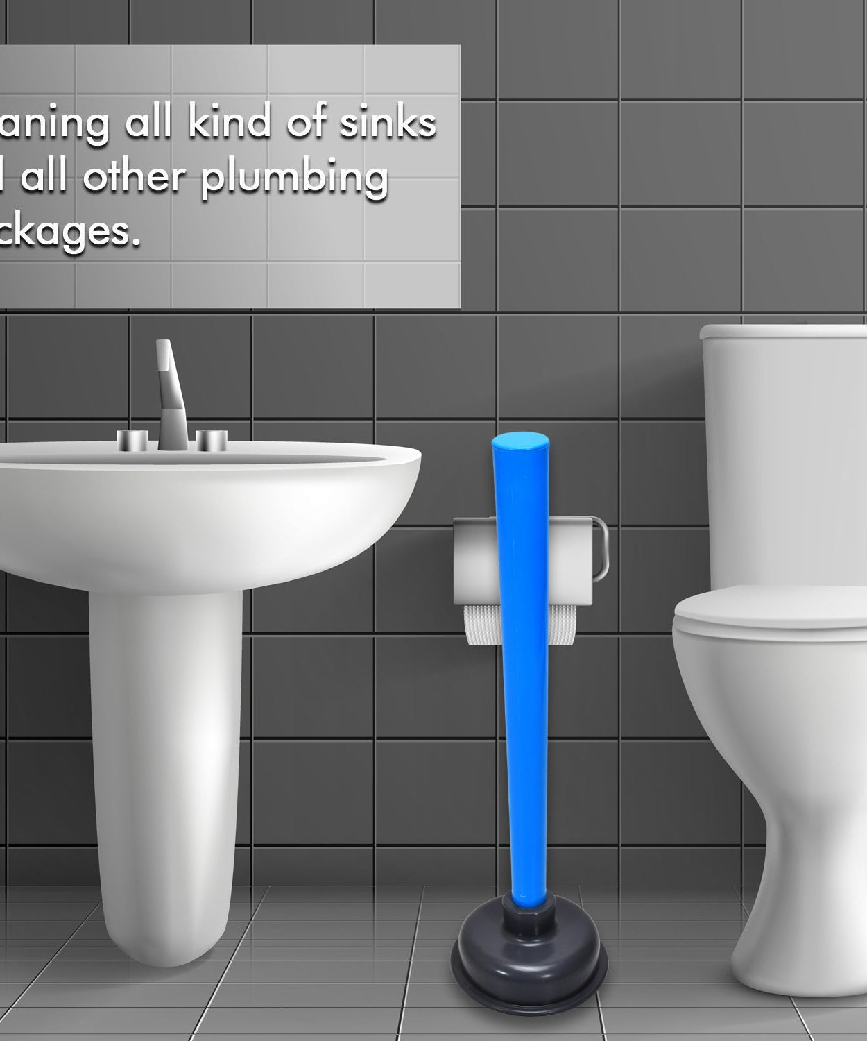 Plunger for removing toilet blockages, detailed view