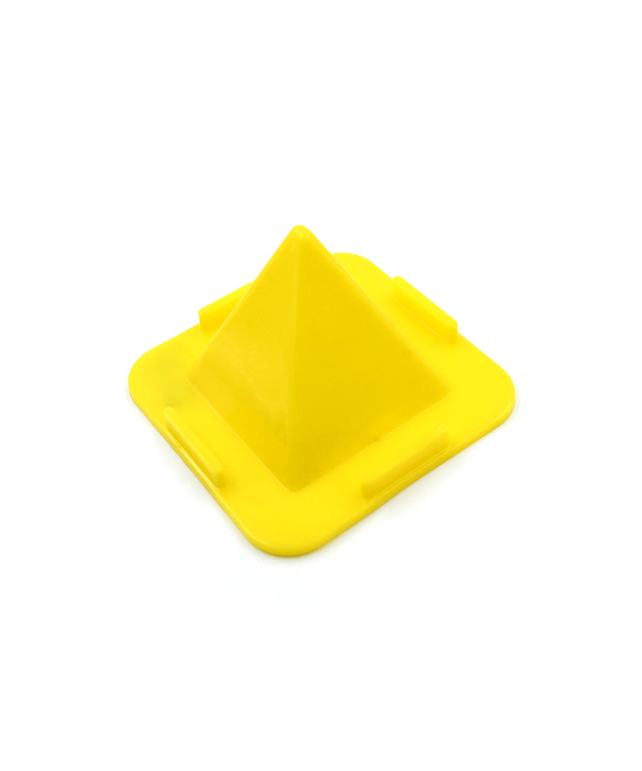 Universal mobile holder for desk and car, pyramid shape for versatility
