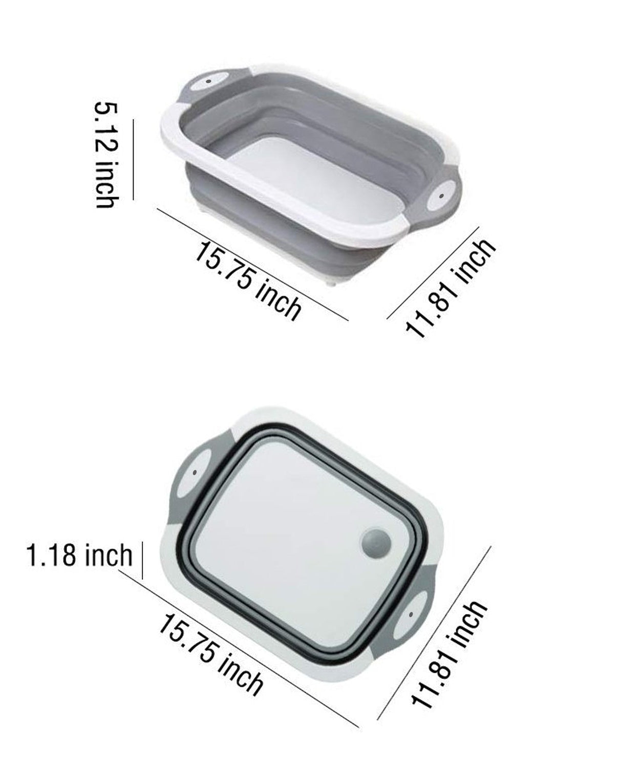 Kitchen cutting board with foldable dish tub basket