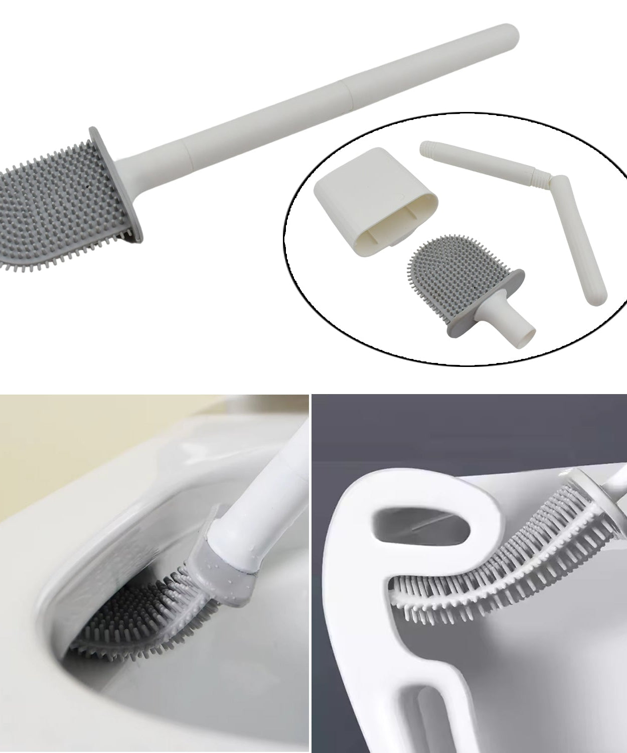 Portable Silicone Toilet Brush – Wall-Mounted, Anti-Drip Cleaner with Non-Slip Handle