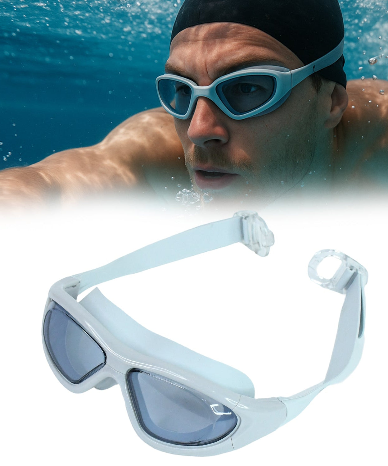 Knx Premium Wide Vision Swimming Goggles With protective hard case (1 Pc)