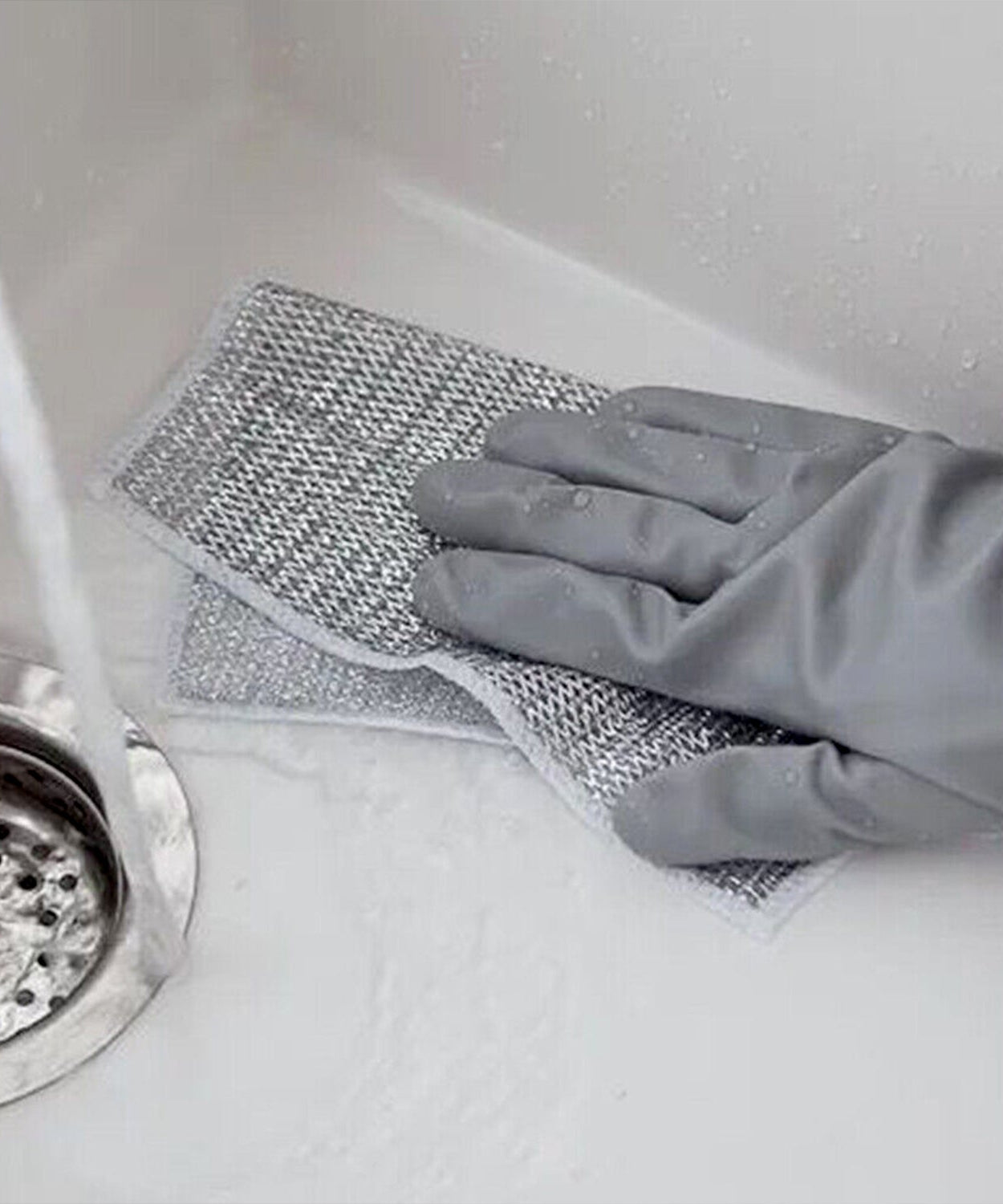 Double-Sided Microfiber Cloth & Stainless Steel Scrubber – Non-Scratch Wire (1 Pc, 20x20 cm)