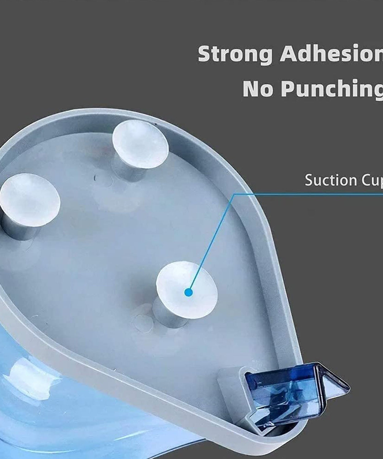 Self-draining soap tray with leaf design and suction