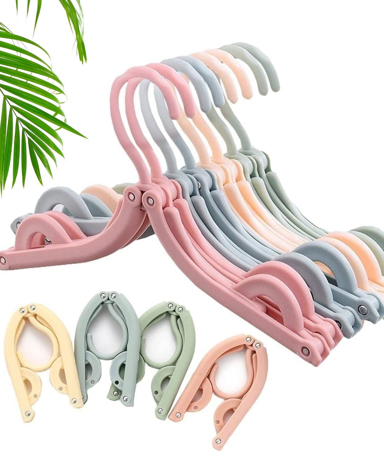 Portable folding clothes hanger, 10 pieces, suitable for travel and storage.