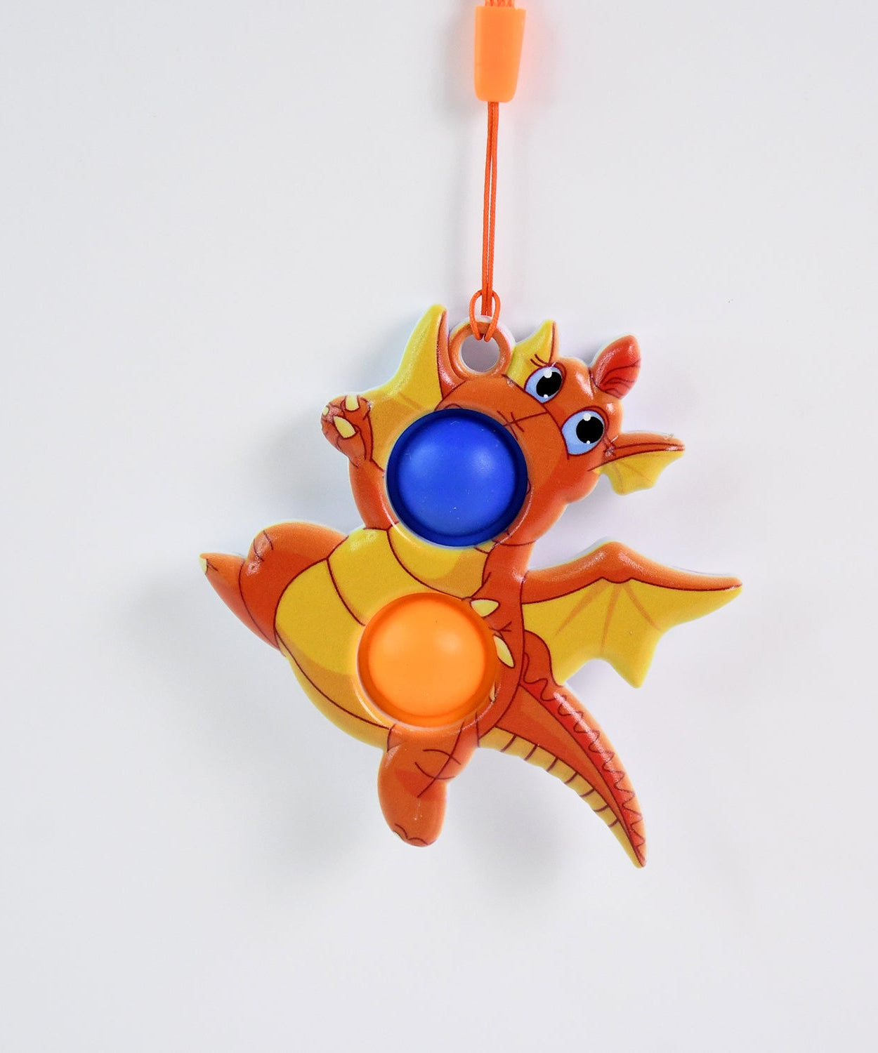 2-Bubble Dragon-Shaped Push Pop Fidget Toy with Strap (1 Pc)