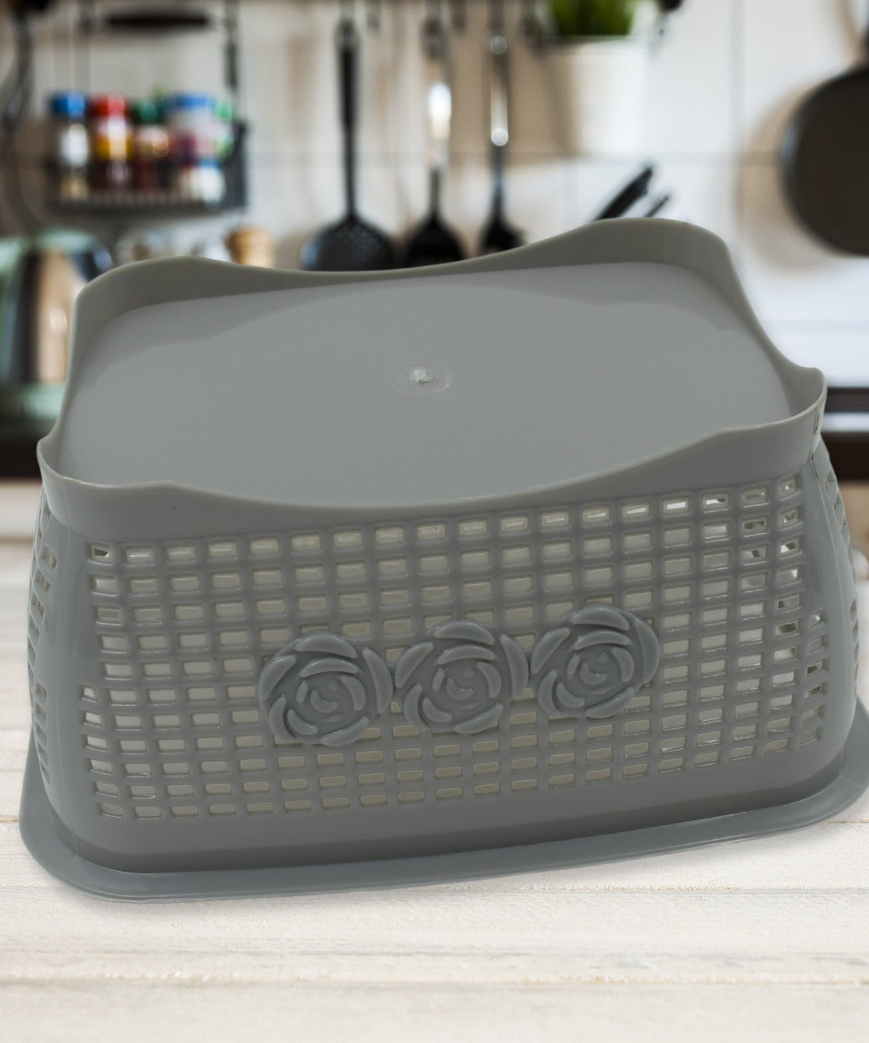 Multipurposes Plastic Basket, Organizer for Kitchen, Countertop, Cabinet, Bathroom with Lid, Plastic Storage Basket For Store Fruits, Vegetables, Magazines, Cosmetics, Stationary (1 Pc / Mix Color )