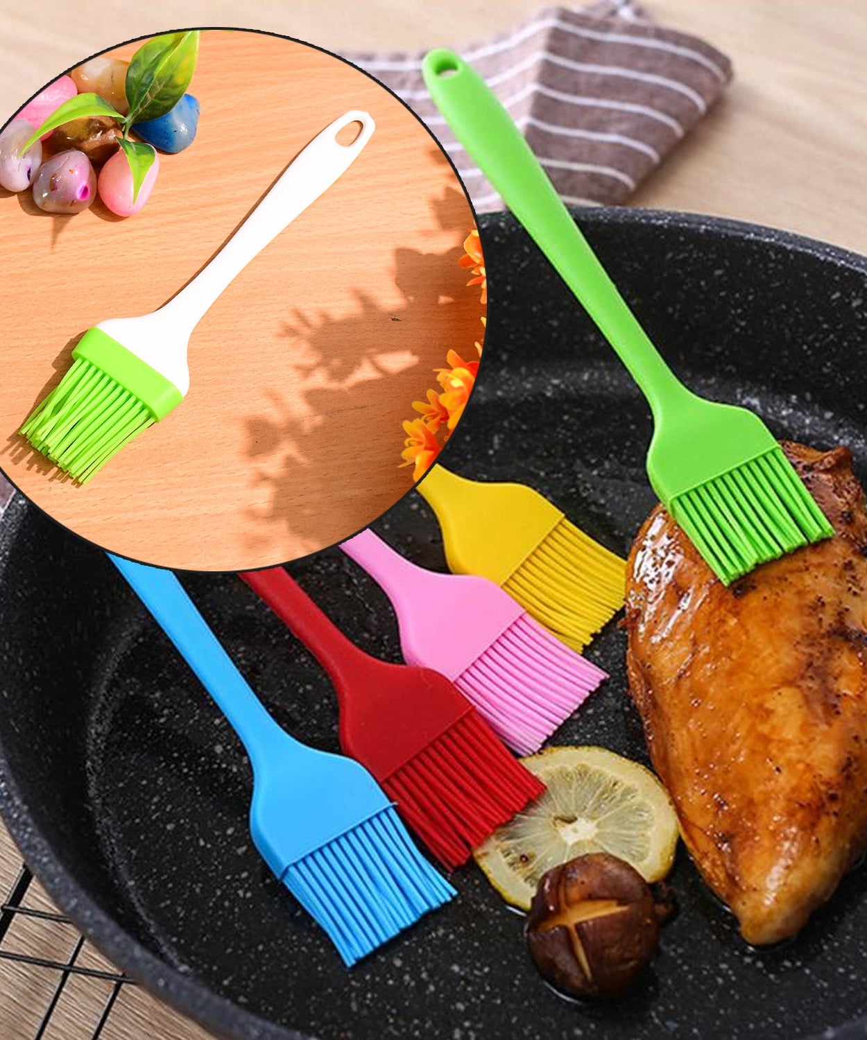 Silicone Kitchen Oil Spatula Brush with Handle Pastry / Cake Brush (17 cm / 1 Pc)
