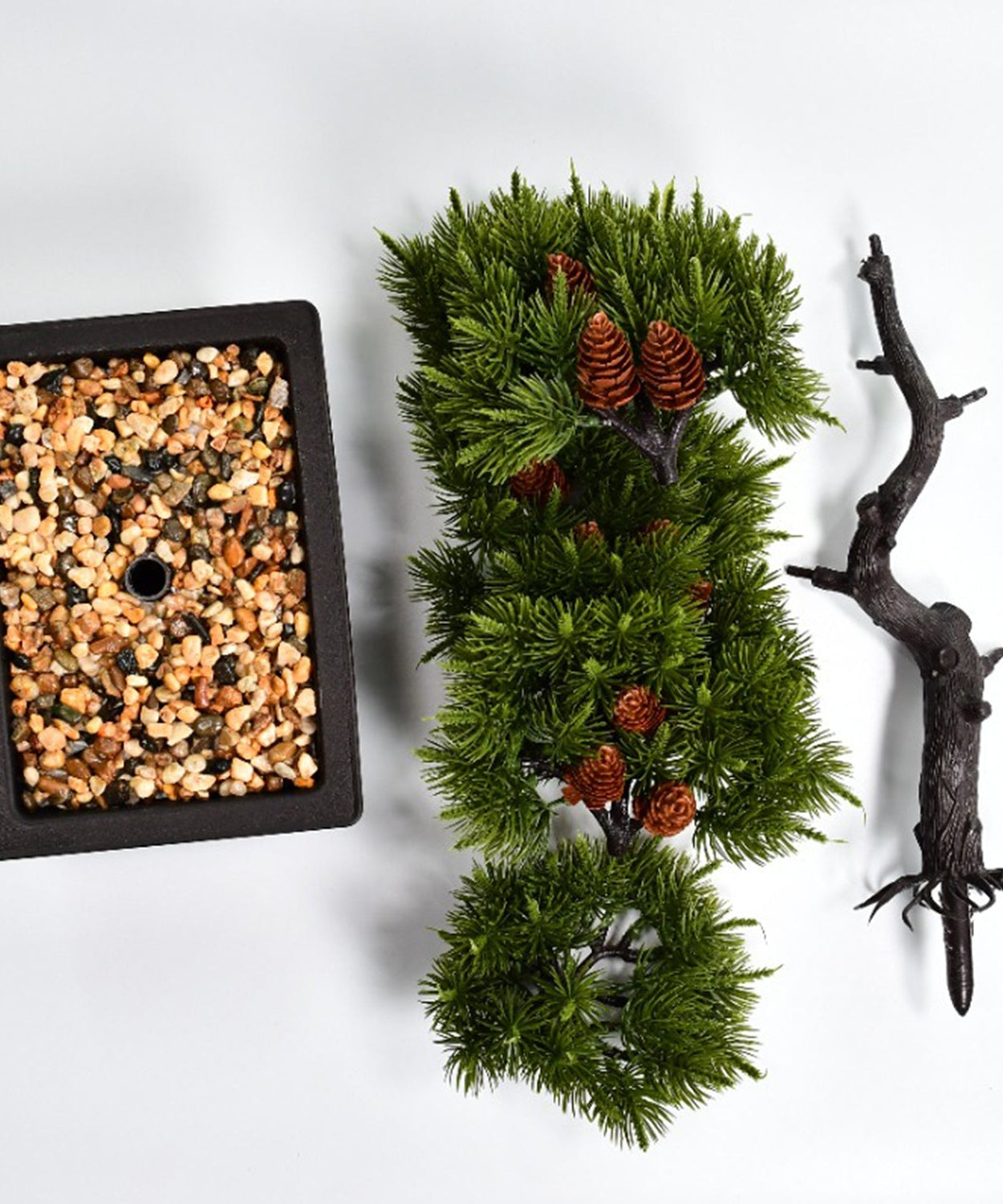 Square pot with artificial plant and detailed leaves