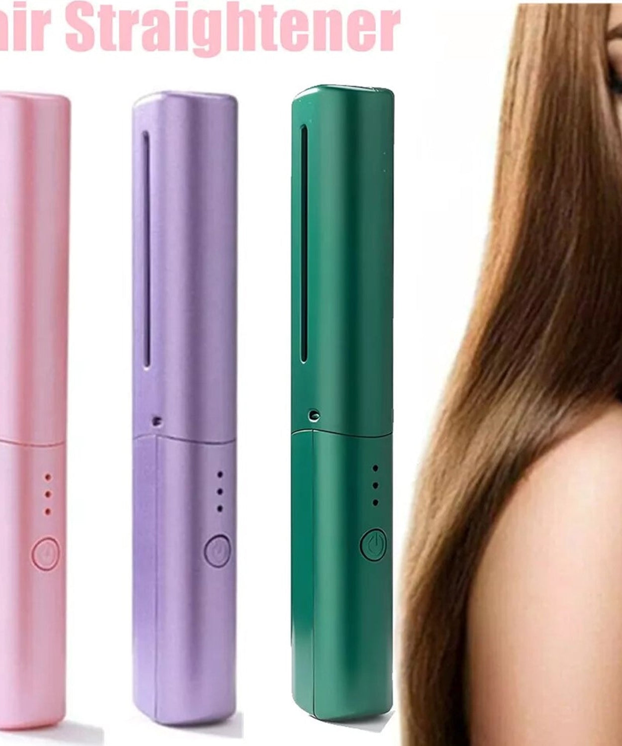 Rechargeable Mini Hair Straightener, Travel Portable USB Charging Cordless Hair Straightener Bursh, Three Temperature Adjustments Flat Iron Comb (1 Pc)