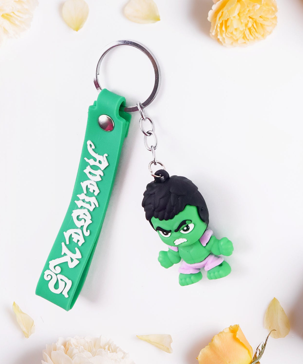 Cute Cartoon Silicone 3D Key Chain with Metal Hook & Strap (Pack of 1)