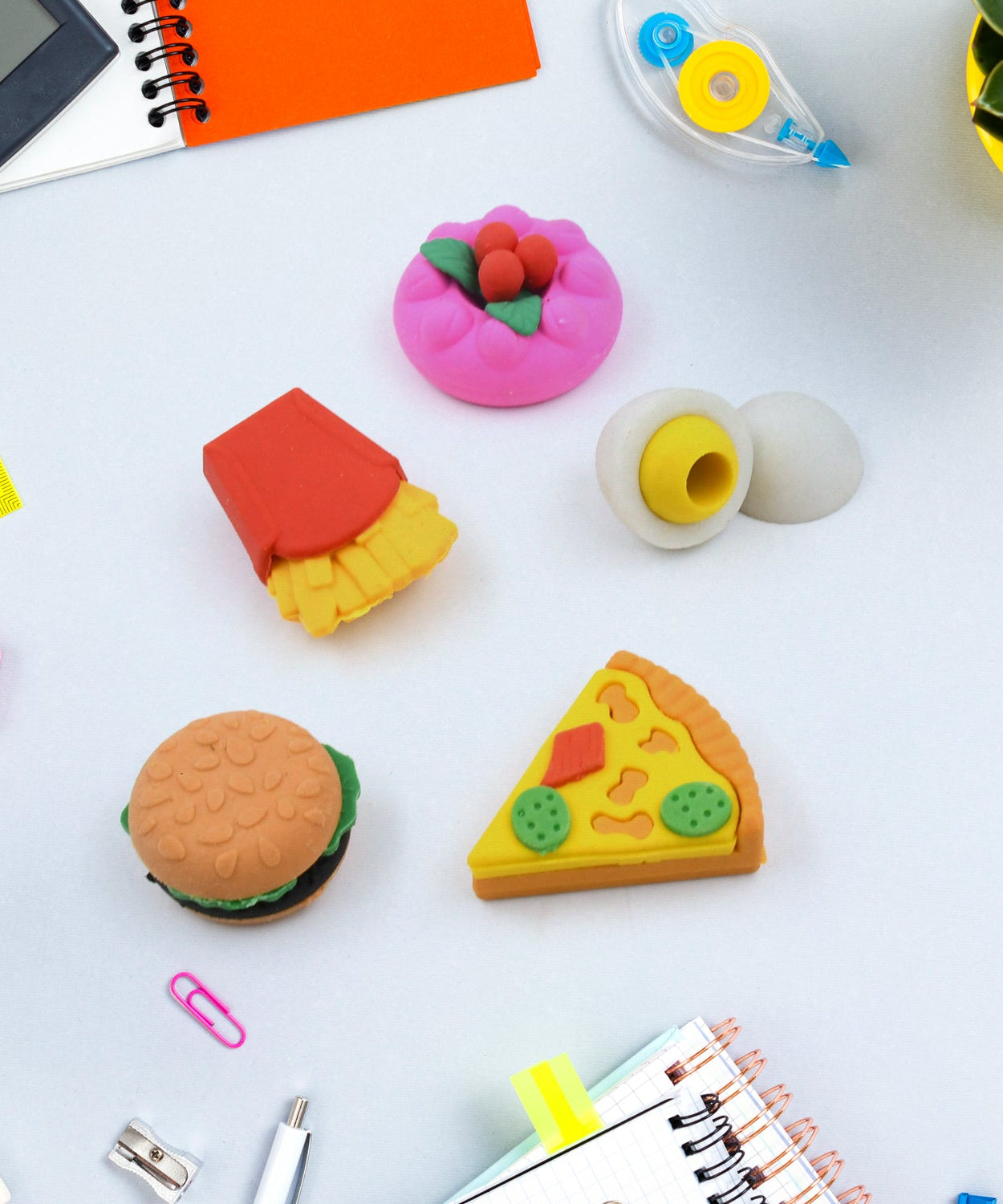3D Food-Shaped Colorful Eraser Set – Cute Novelty Mini Erasers for Kids (5 Pc Set)
