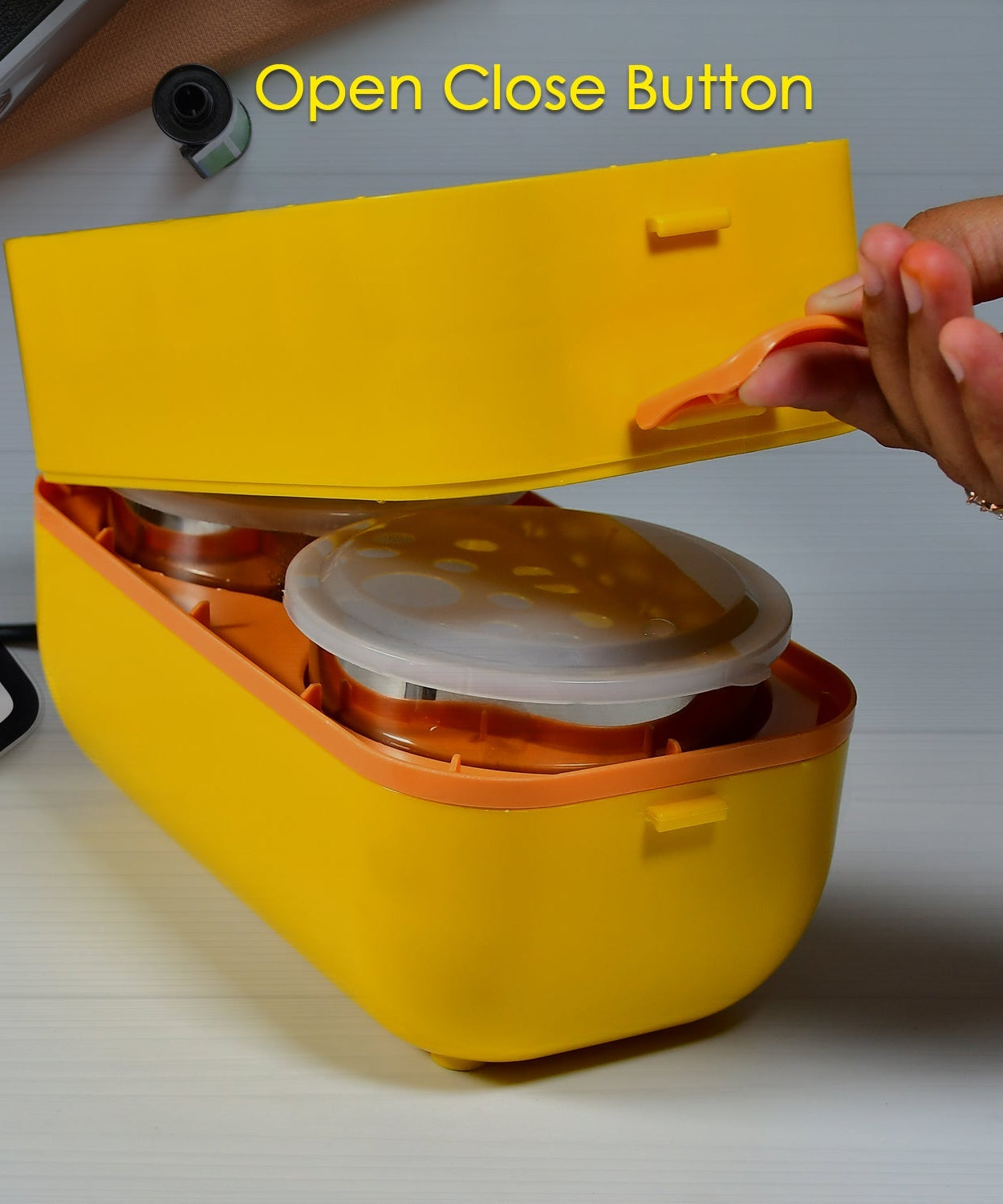 Portable lunch box with removable steel container