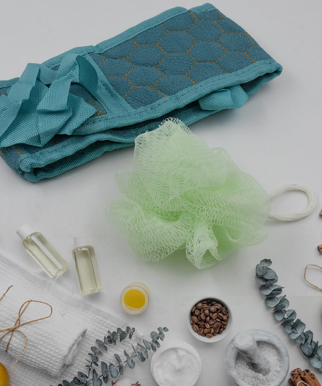 Bath Shower Scrubber Set – Dual-Sided Loofah Sponge & Bath Brush for Deep Clean (2 Pcs)