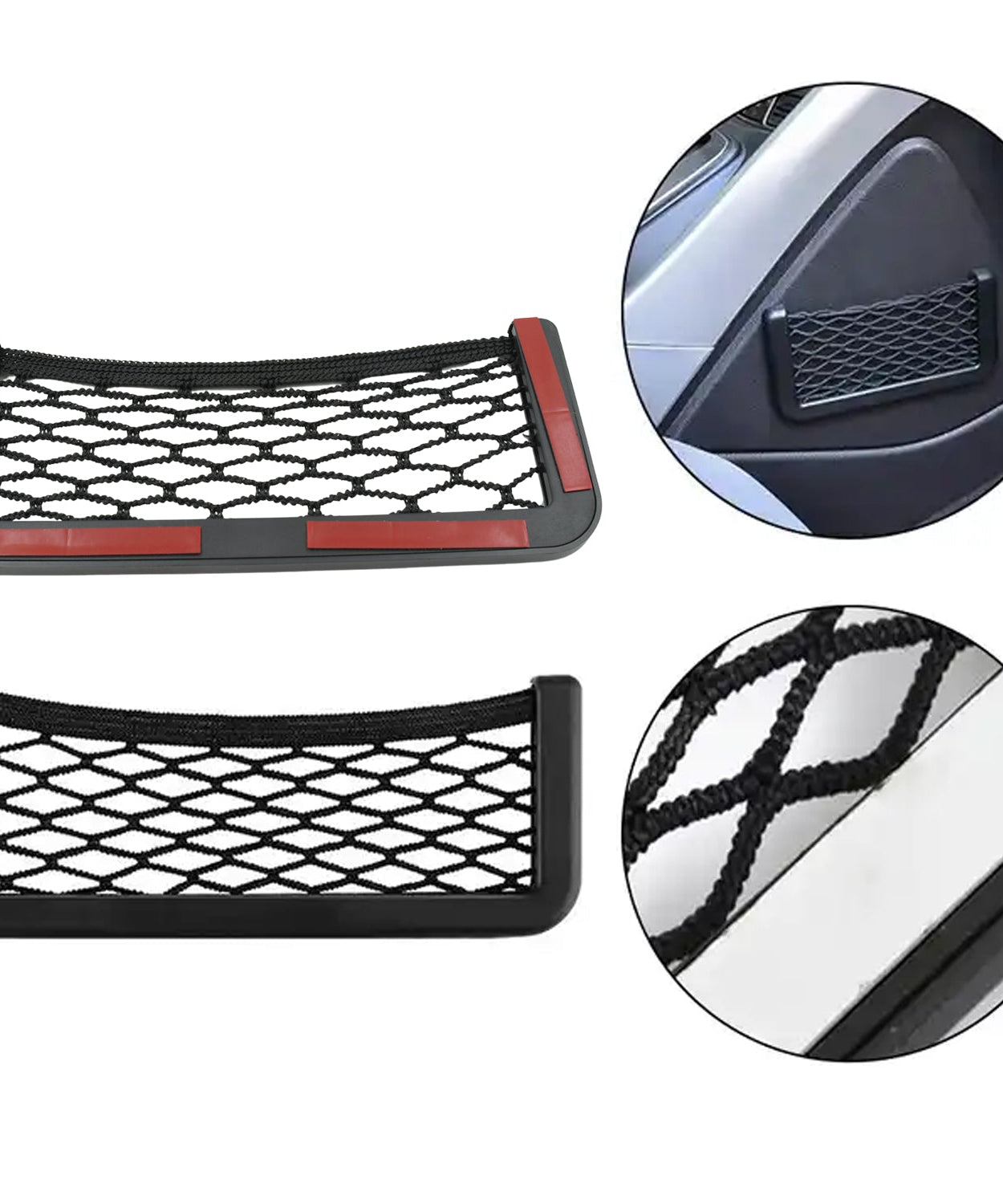 Car Storage Organize Car String Bag Car Seat Side Storage, Net Bag Mesh Pocket Organizer Stick-on for Purse Bag Phone