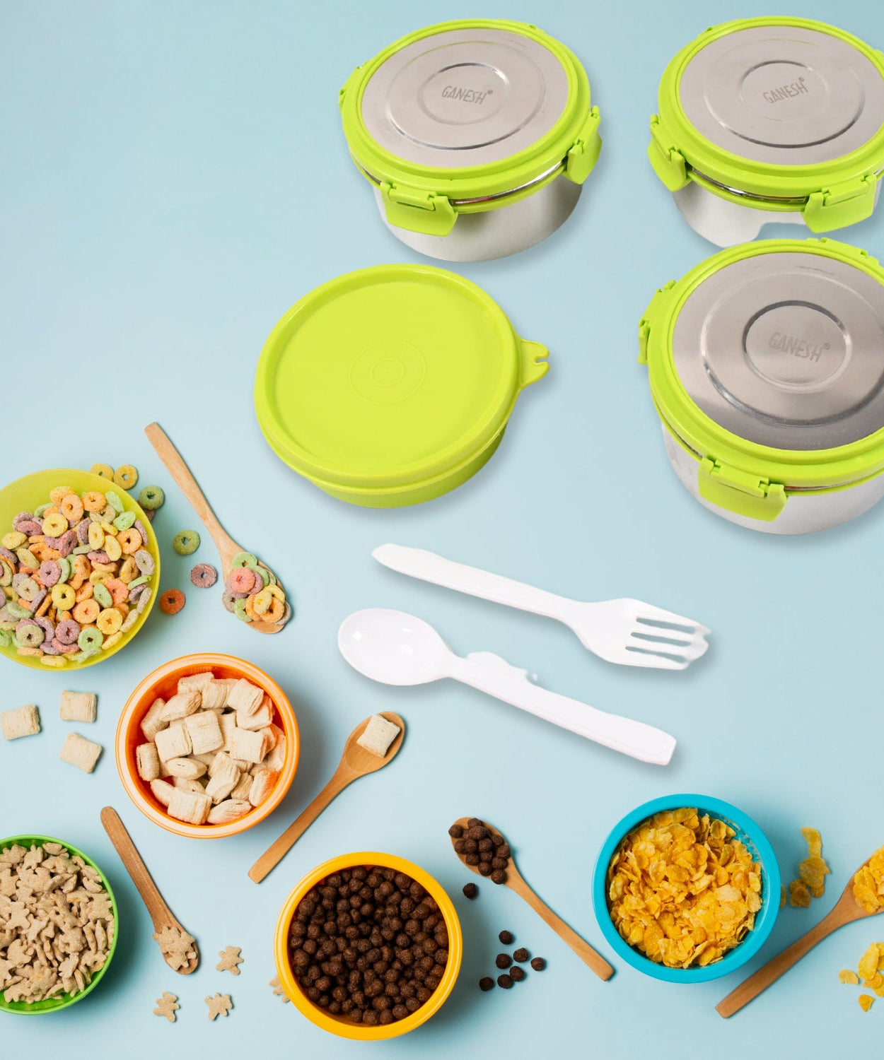 Stainless Steel Tiffin Lunch Box Container / Dabba with 4 Side Clip Lock Lid for Office & School Use/ Food Grade / Air Tight / Easy to Carry / Leak Proof