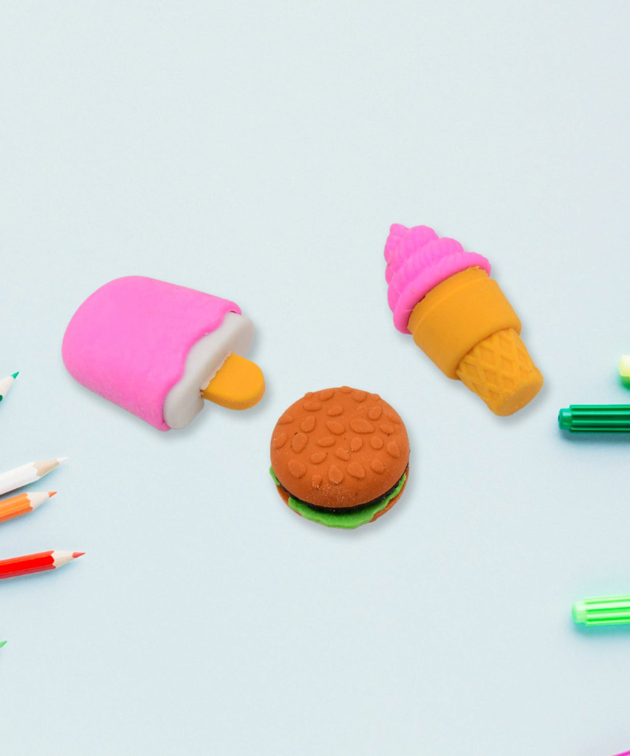 Mix Design Fancy & Stylish Colorful Erasers (1 Set / 3 Pc Set)