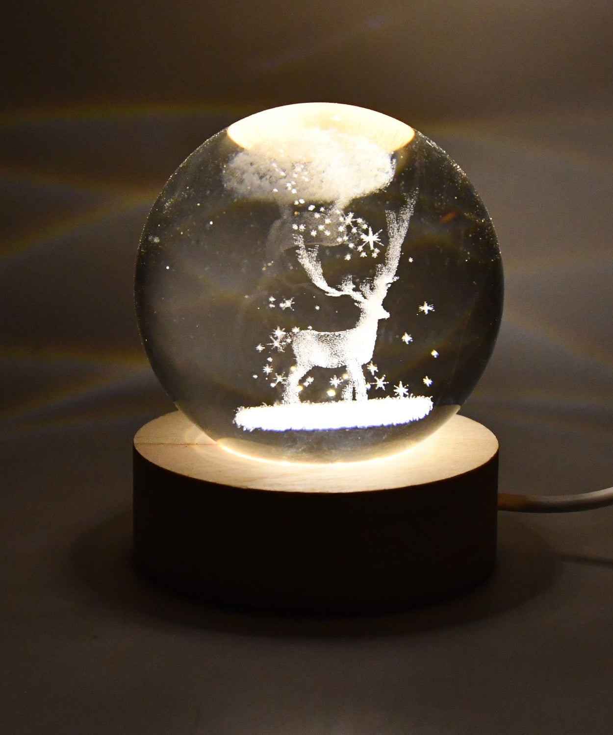 Crystal Ball Night Light Glass Ball Night Lamp with Wood Base