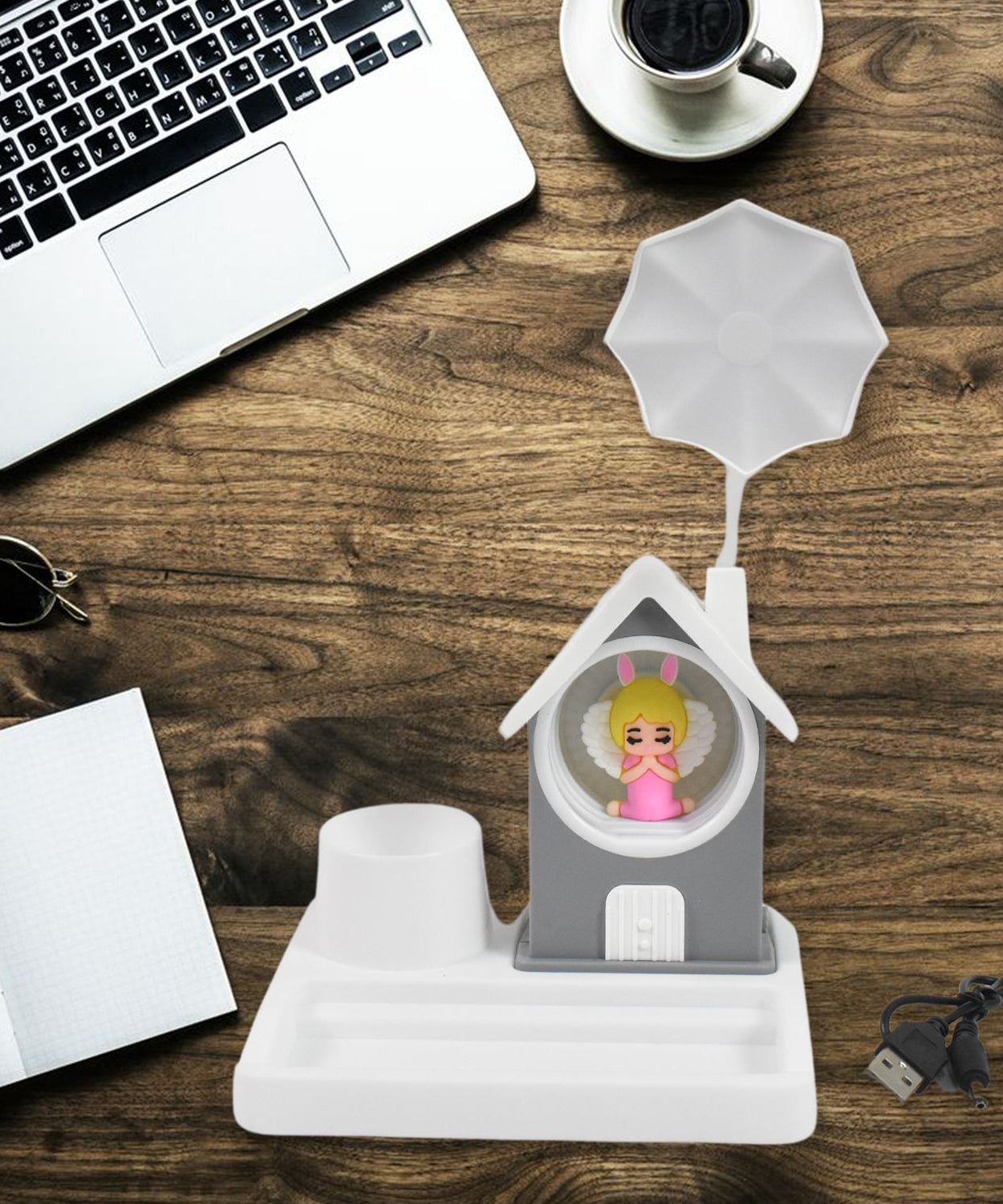 Cute Lovely Cartoon & Home Design With Plastic Base LED Desk Light, Multi Color Changes (1 Pc)