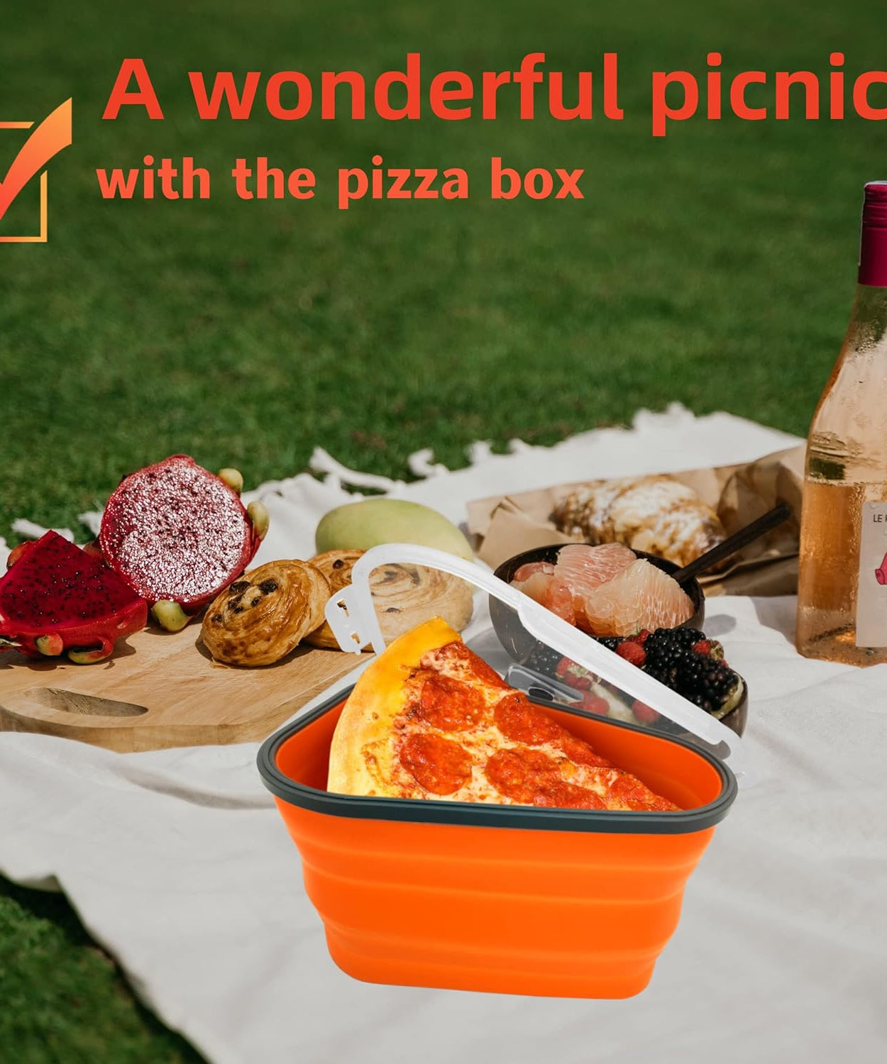 Reusable Expandable Pizza Storage Container with 5 Microwavable Trays – Adjustable for Home & Outdoor Use