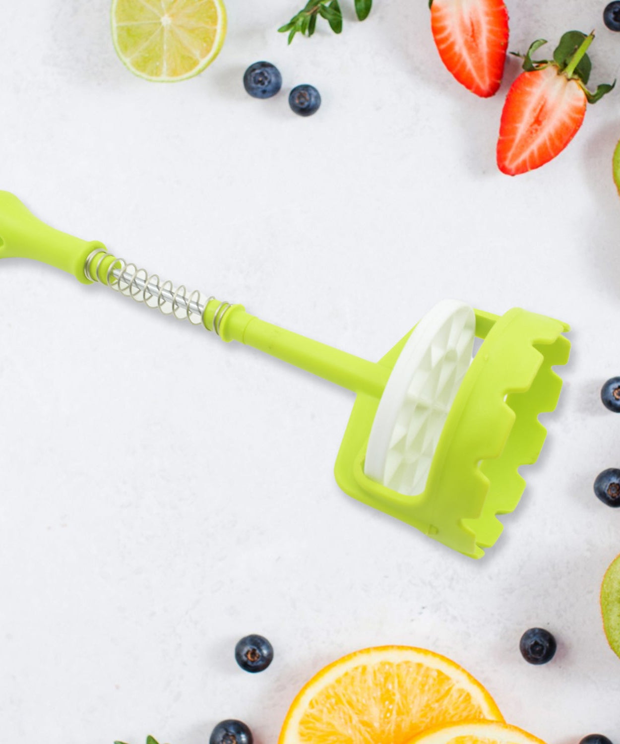 Multi Functional One-Handed Plastic Manual Mashed Potatoes Masher, Mash Sweet Potato Masher with Comfort Grip and Stainless-Steel Spring Design for Nonstick Pans (1 Pc)