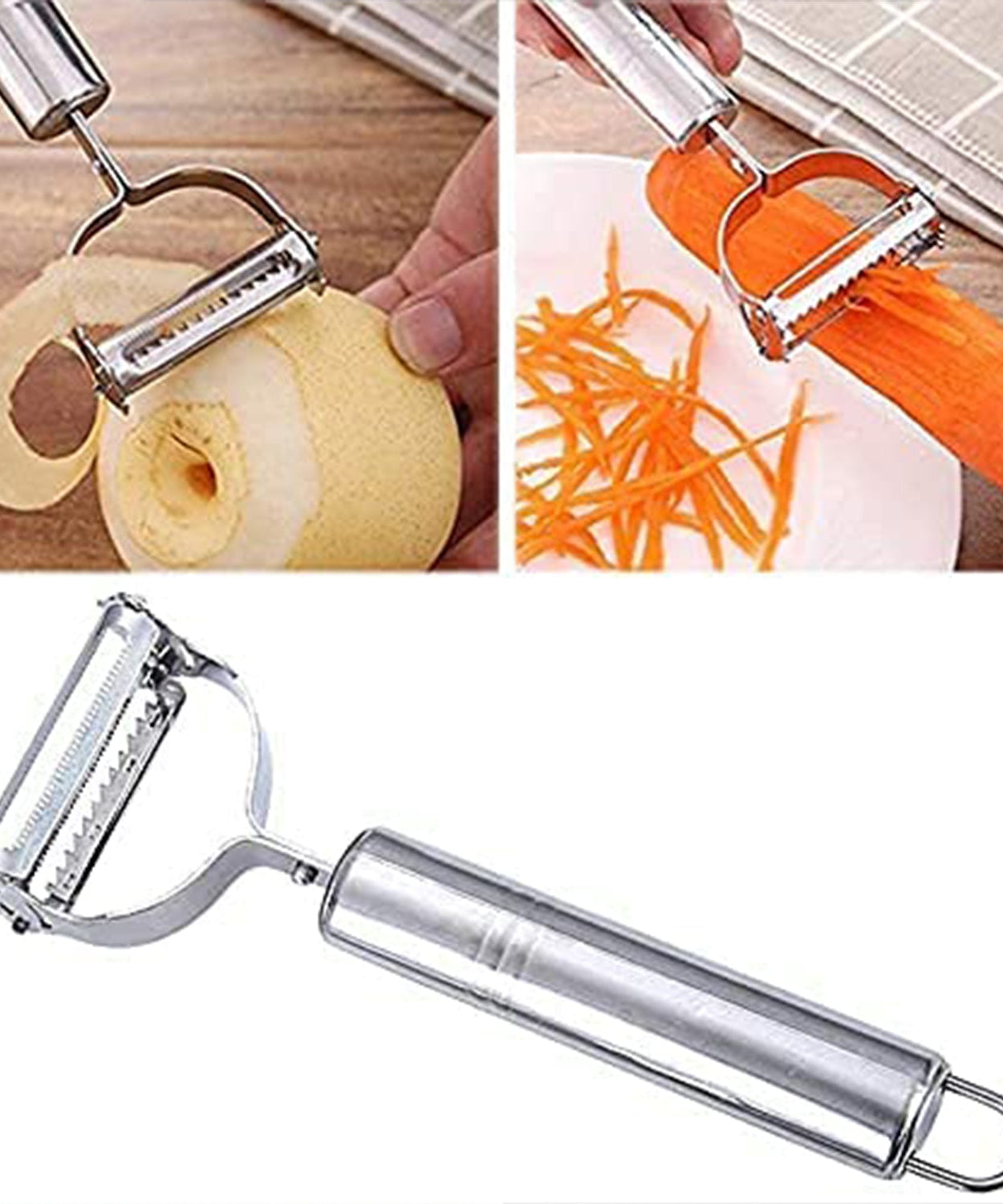 3 In 1 Stainless Steel Vegetable and Fruit Peeler Set (3 Pcs Set)