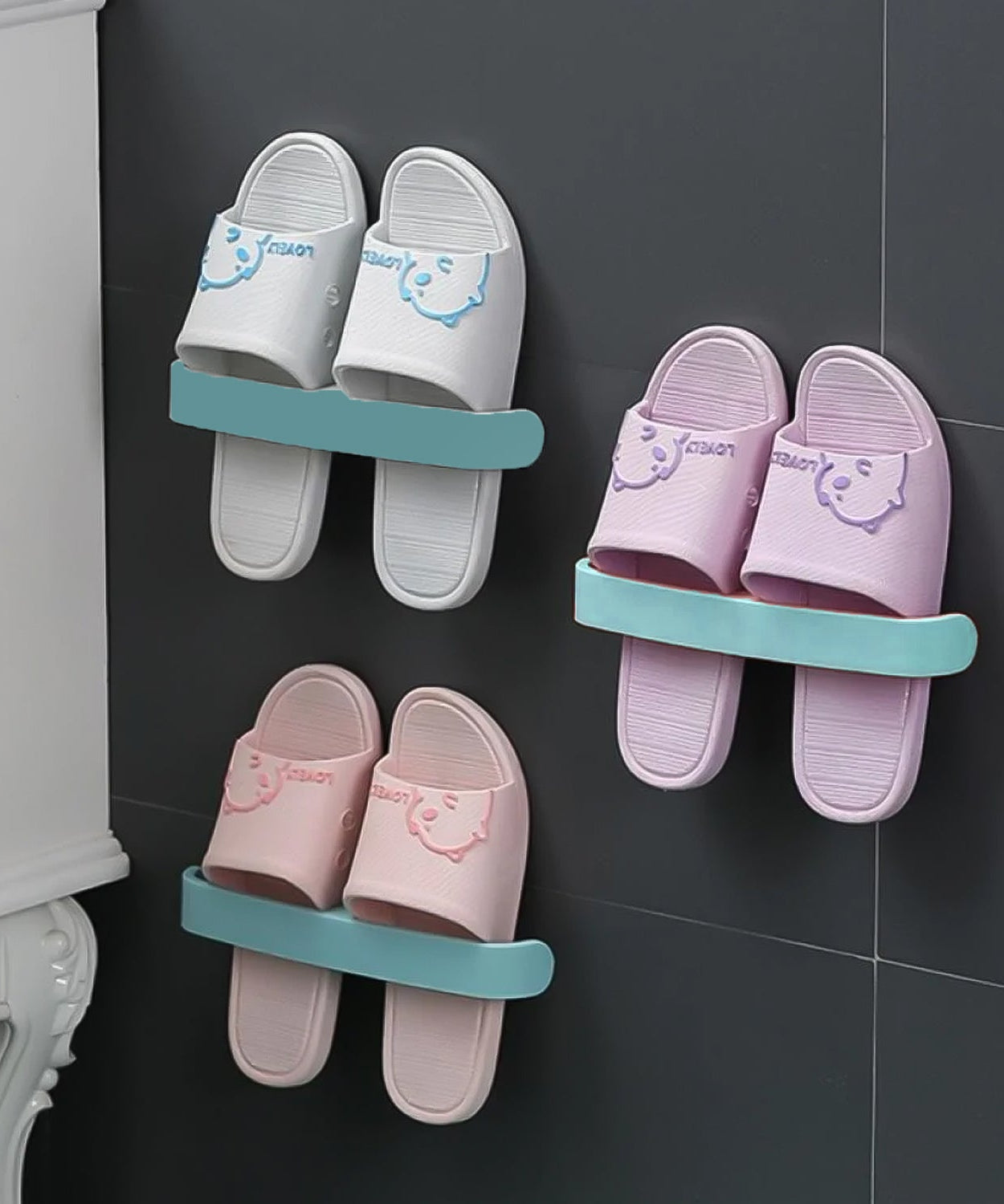 Bathroom Towel Slipper Hanging Rack Self Adhesive Wall Mounted (1 Pc)