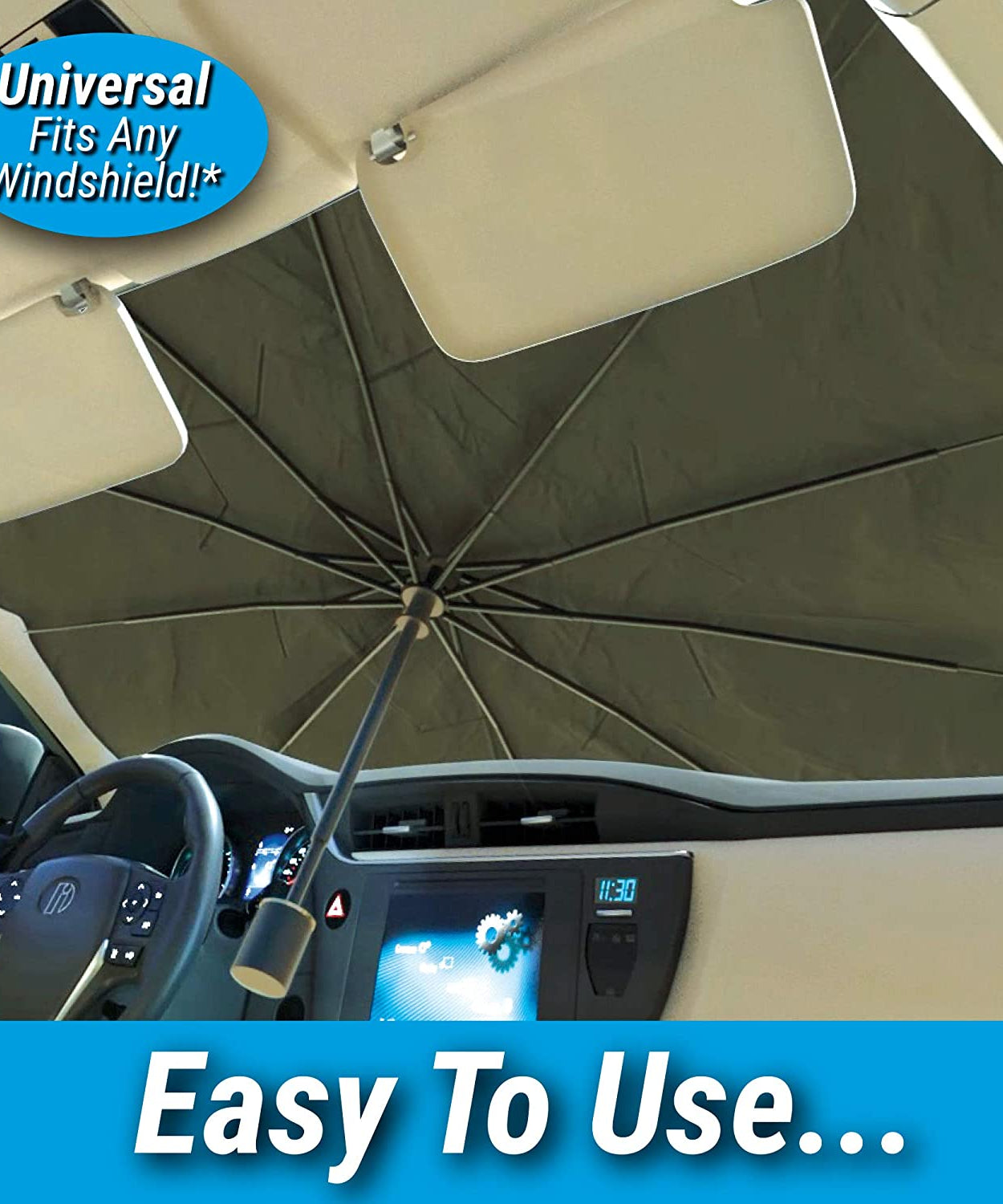 Foldable sunshade umbrella for car windshield