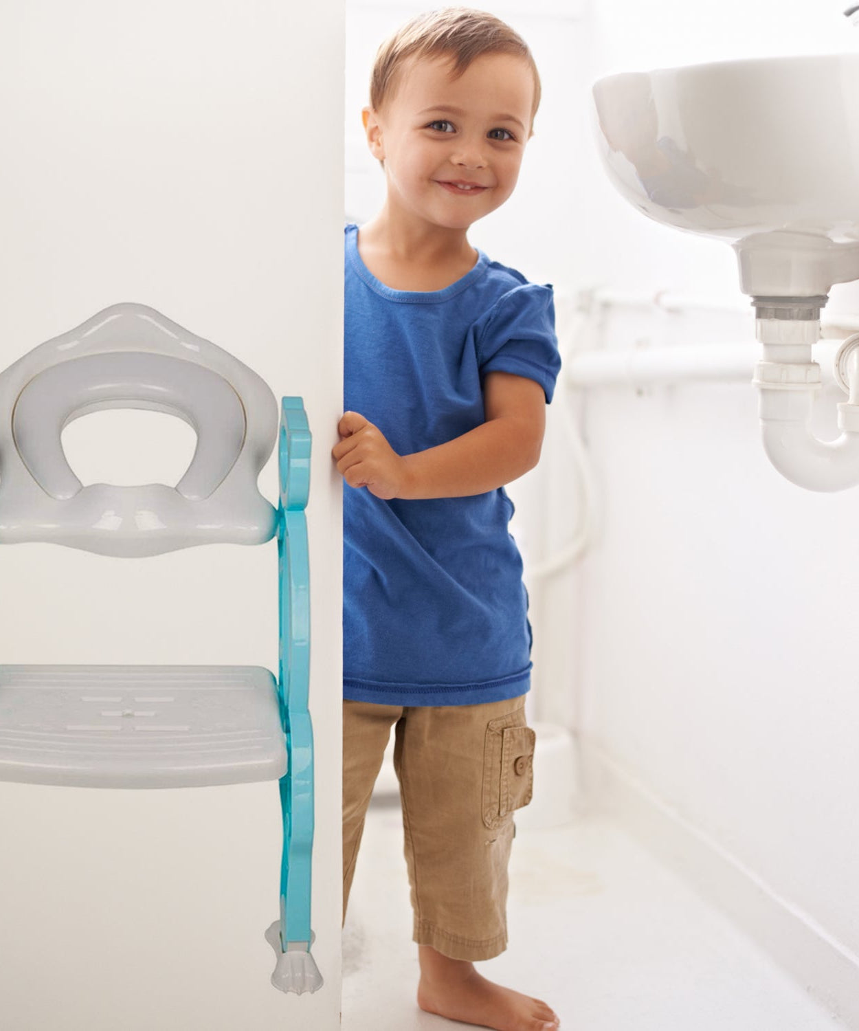 Close-up of potty training seat with step stool for toddlers