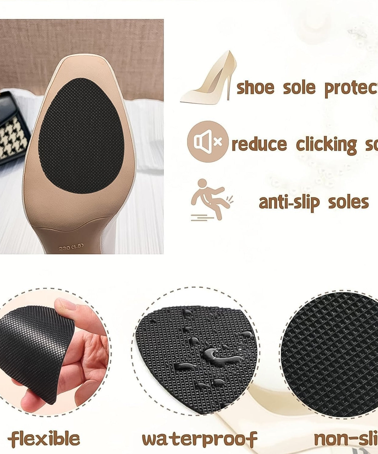 Self Adhesive Anti Slip Grip Sticker For Shoes, Sandals, Heels (1 Pc)