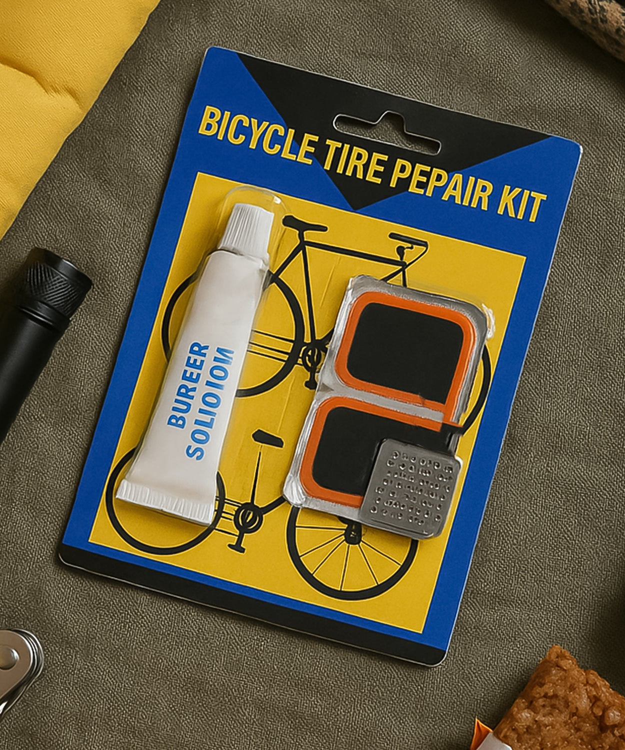 Bicycle Tire Repair Kit Puncture Repair Set with Adhesive Portable Tools (Mix Design / 1 Set)