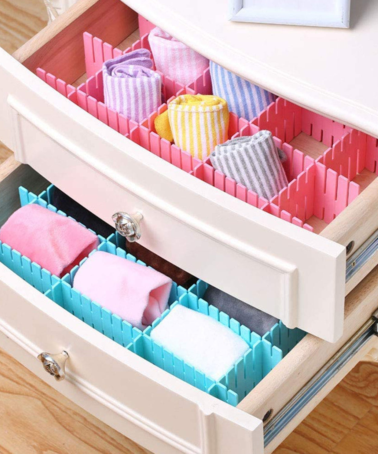 Adjustable dividers for drawers, set of 4 for closet organization