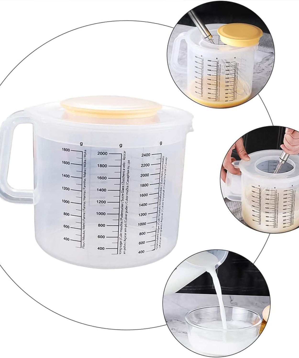 Plastic Baking Measuring Cup 2.5L Measurement with Scale Kitchen Pouring Cup