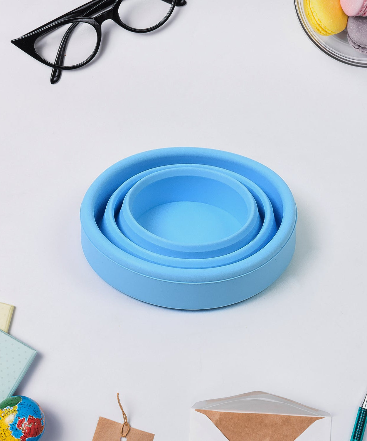 Round Silicone Foldable Glass, Foldable Travel Mug Without Lid (1 Pc)